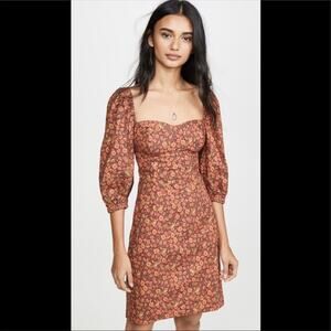 Farm Rio leopard garden puff sleeve mini dress fall